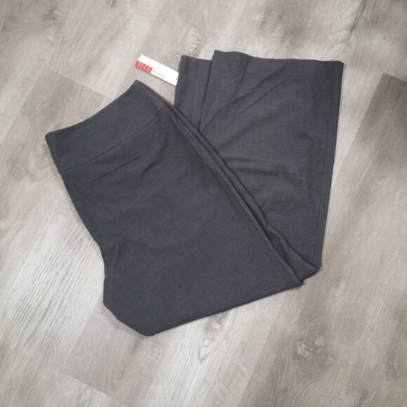 NWT Elle Woman Ladies Size 18W Dark Grey Wide Leg Wide Waistband Dress Pants - Picture 2 of 12